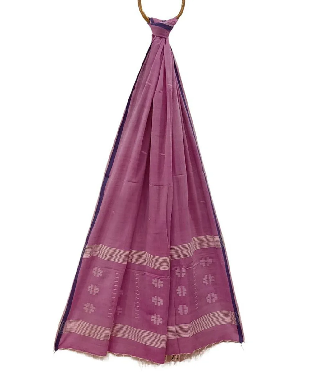 Pink handwoven cotton jamdani dupatta