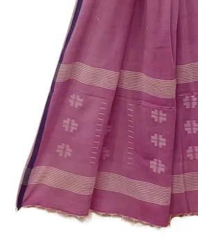 Pink handwoven cotton jamdani dupatta