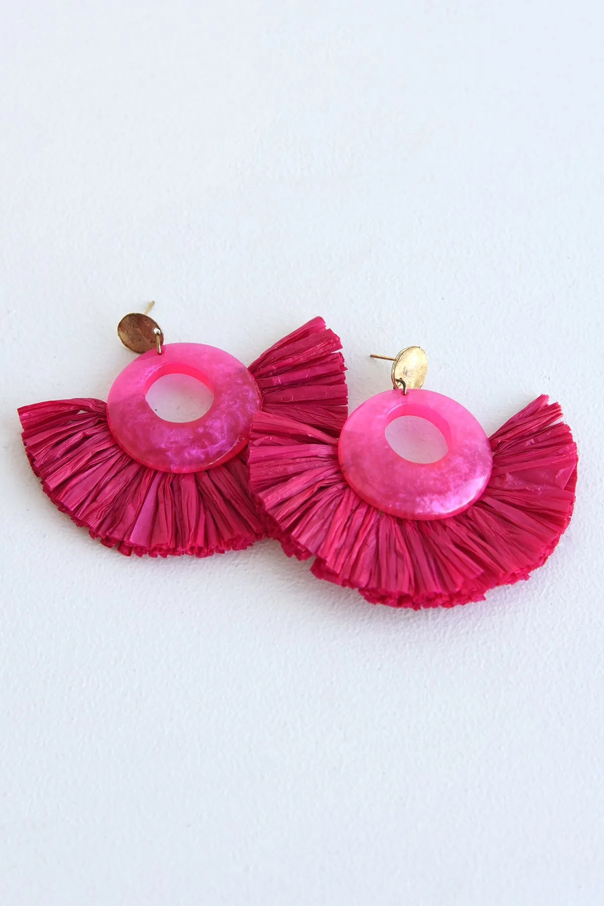 PINK RAFFIA EARRINGS