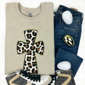 PREORDER: Leopard Cross Chenille Patch Sweatshirt