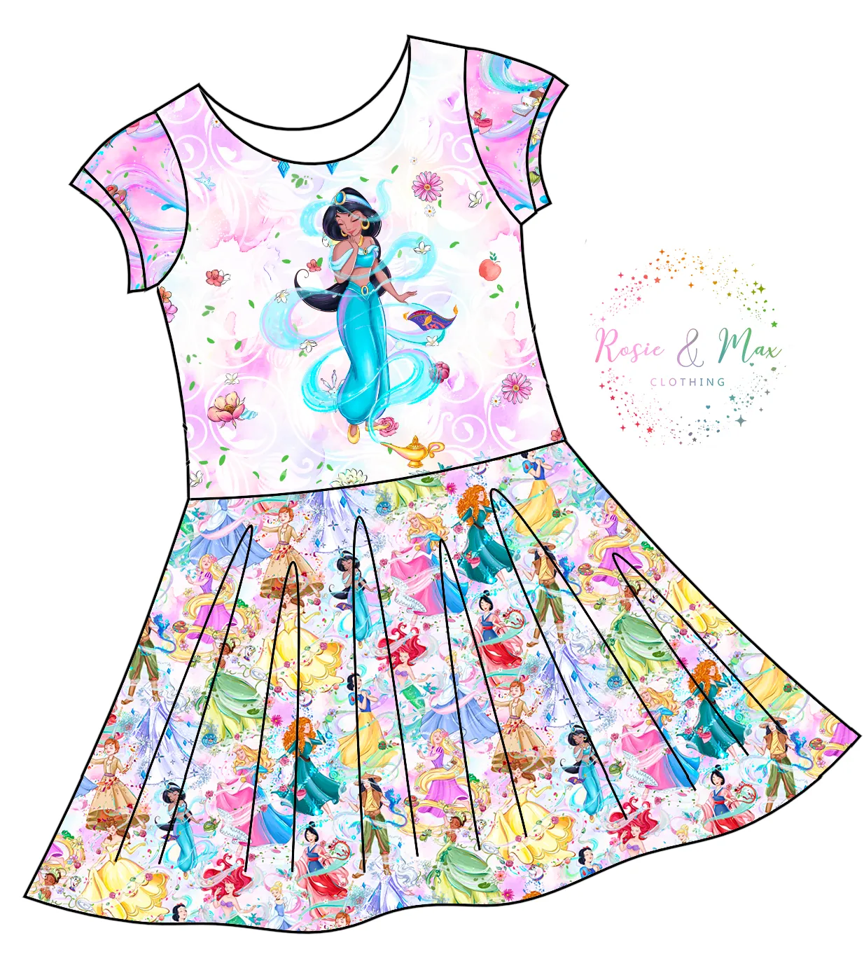 PREORDER - Whimsical Princesses - Isla DRESS w/panel - Arabian Princess