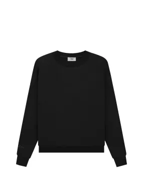 Prior Black Collection Embroidery Logo Oversized Crewneck Sweatshirt Onyx