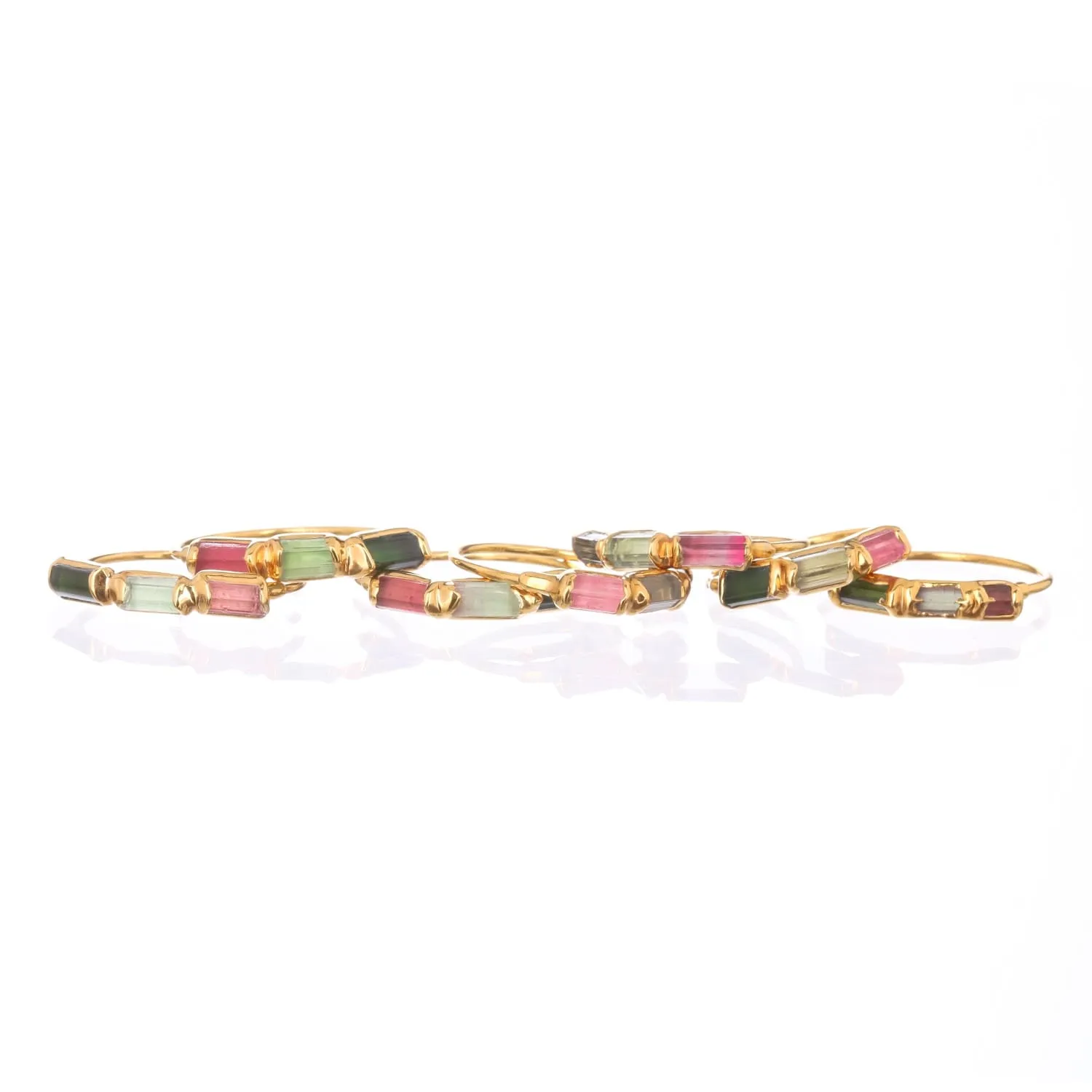 Rainbow Raw Tourmaline Baguette Ring