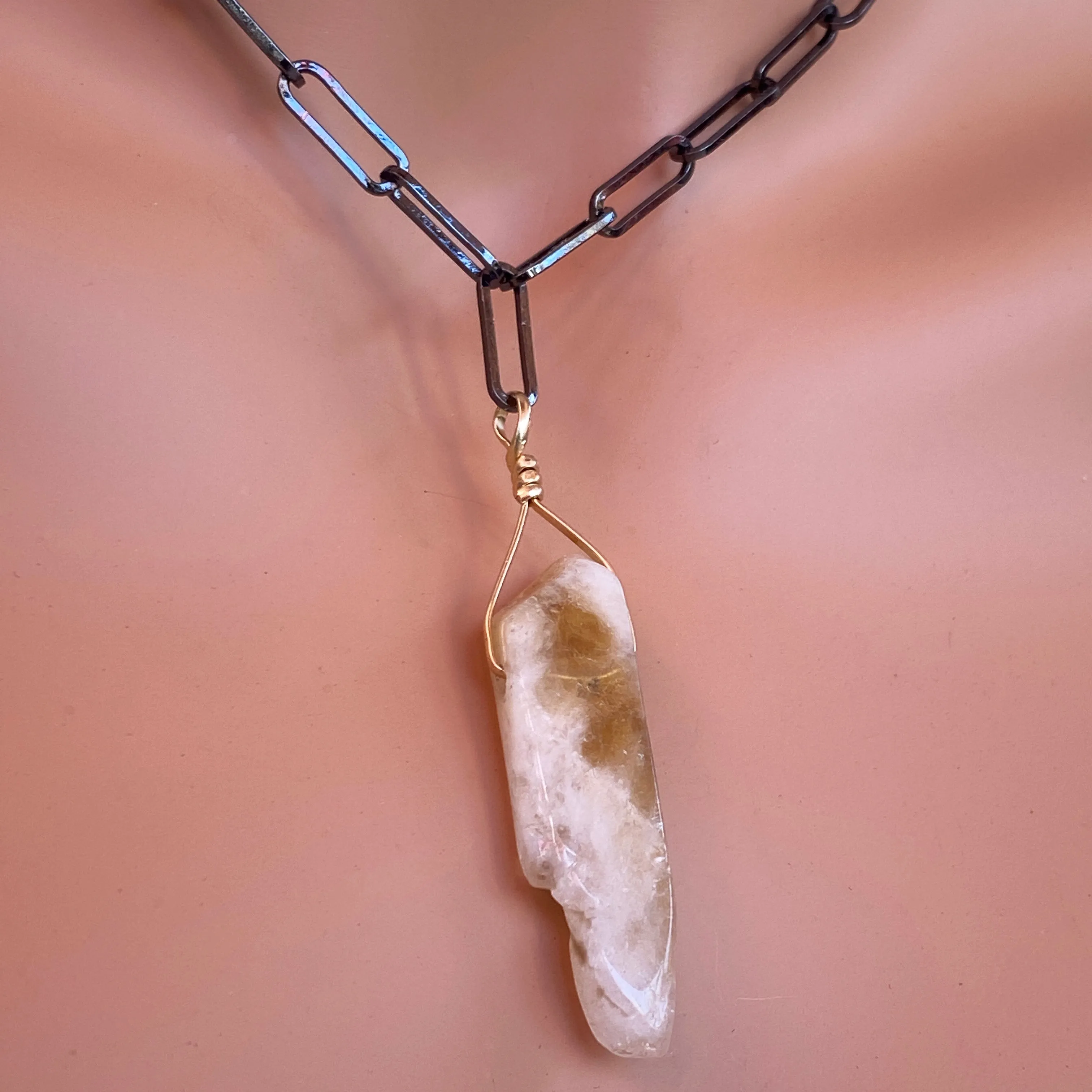 Raw Citrine Gemstone chain Necklace