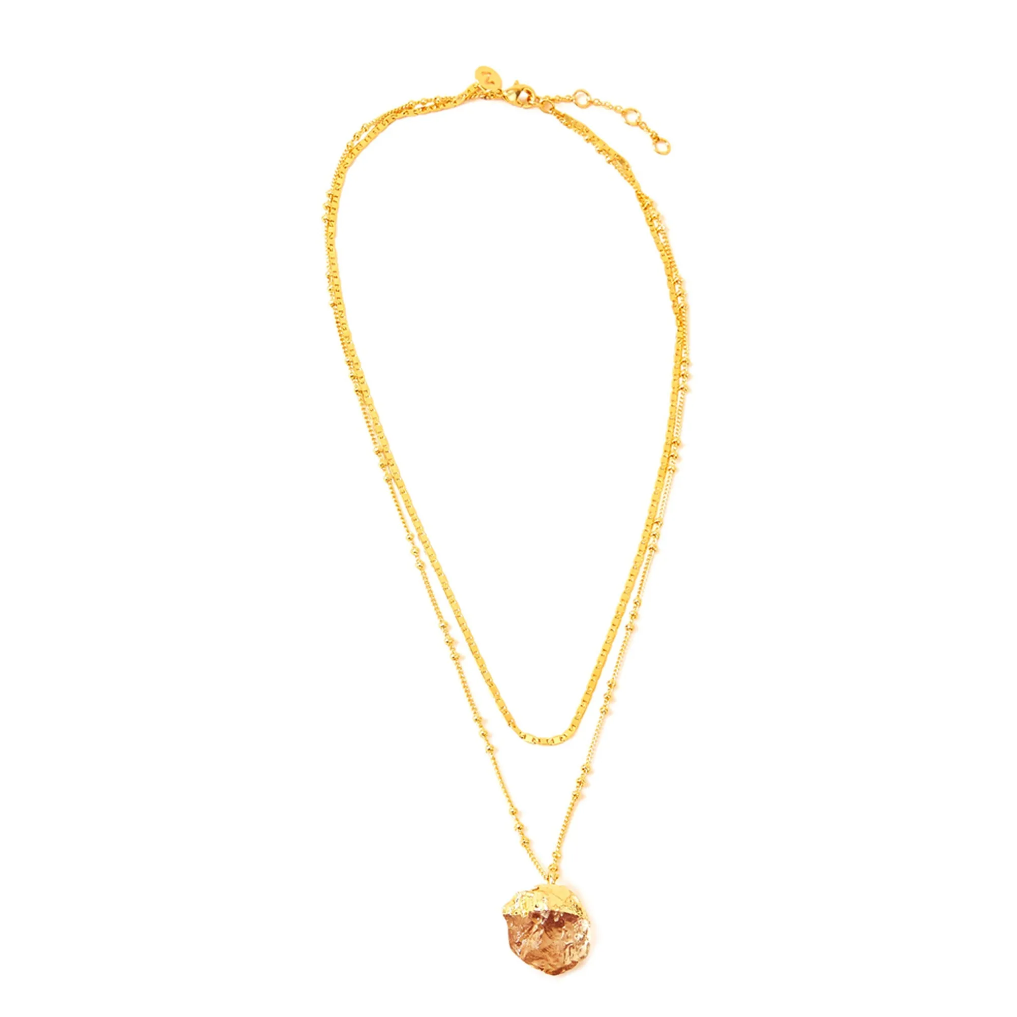 Real Gold Plated Z Layer Rock Crystal Necklace