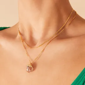 Real Gold Plated Z Layer Rock Crystal Necklace