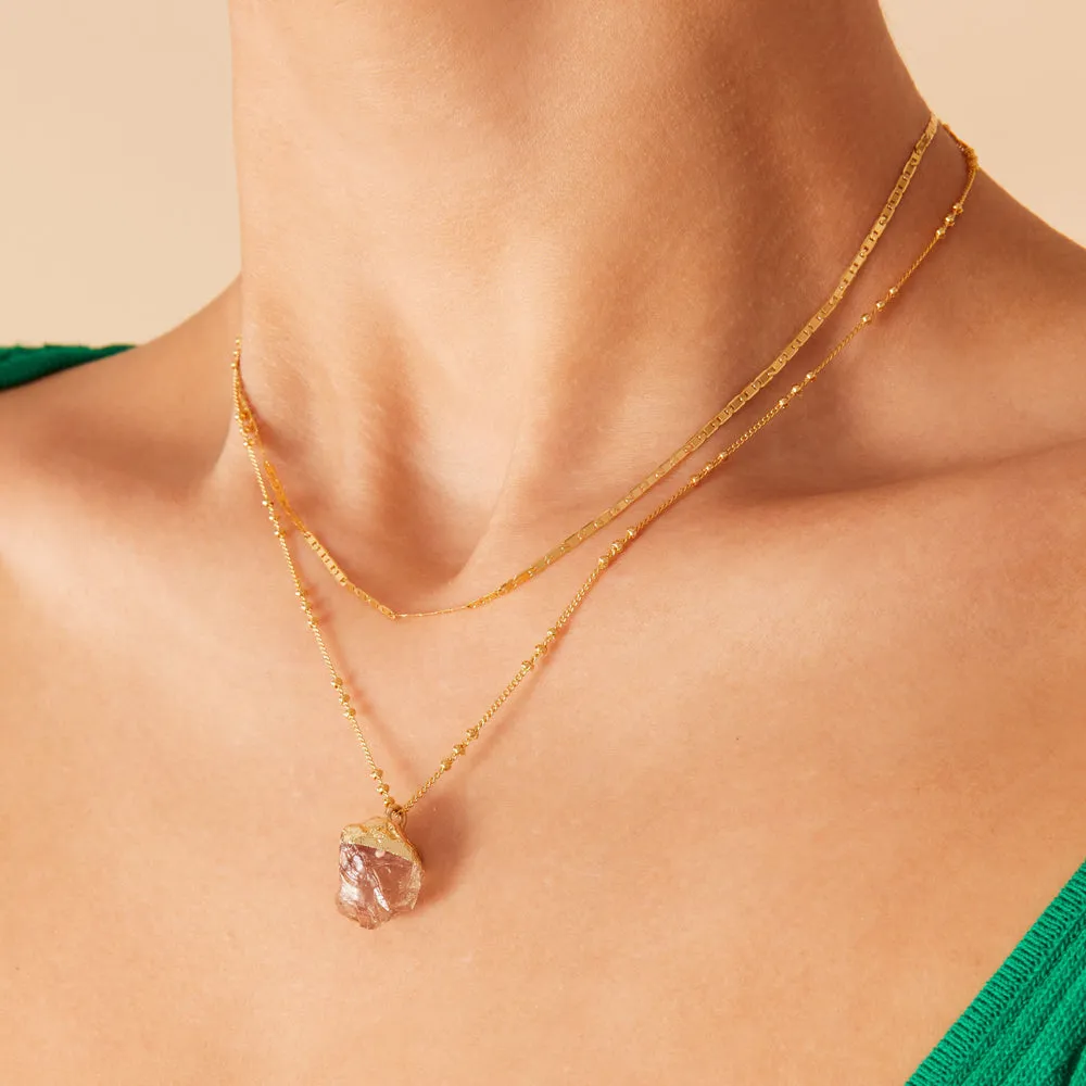 Real Gold Plated Z Layer Rock Crystal Necklace