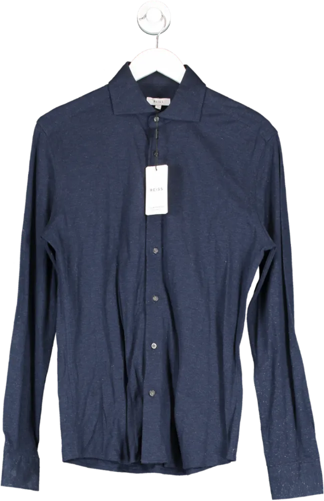 REISS Blue Lebar Melange Long Sleeve Jersey UK S