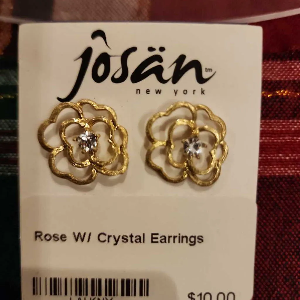 Rose W/ Crystal Earrings