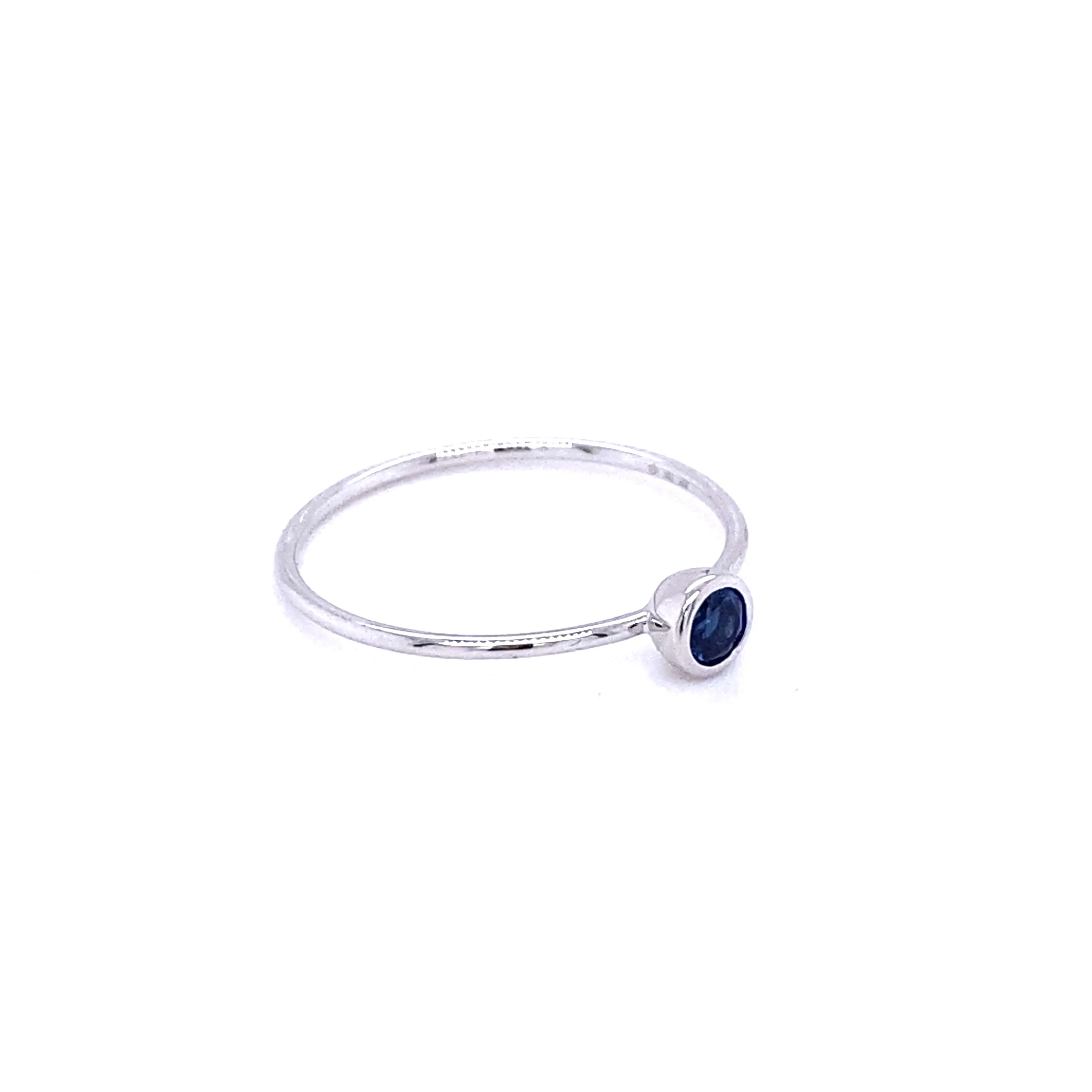 Round Blue Sapphire Stacker Ring