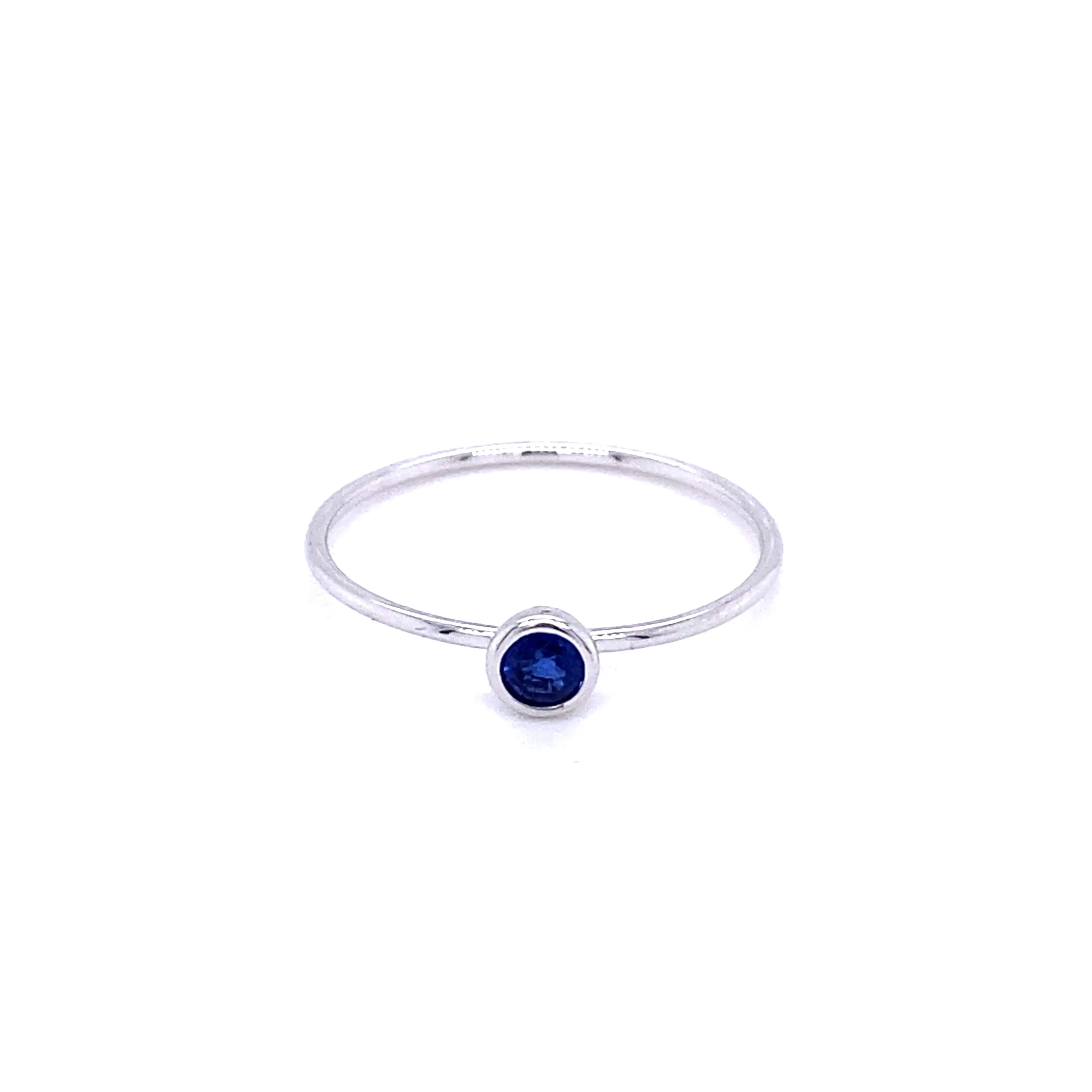 Round Blue Sapphire Stacker Ring