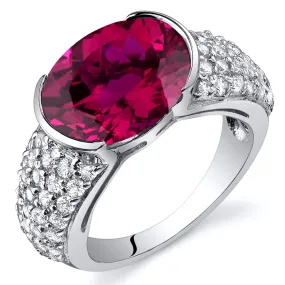 Ruby Oval Cut Sterling Silver Ring Size 5