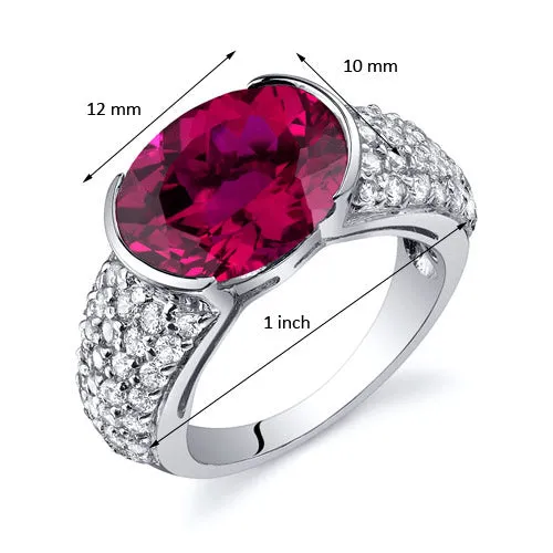 Ruby Oval Cut Sterling Silver Ring Size 5