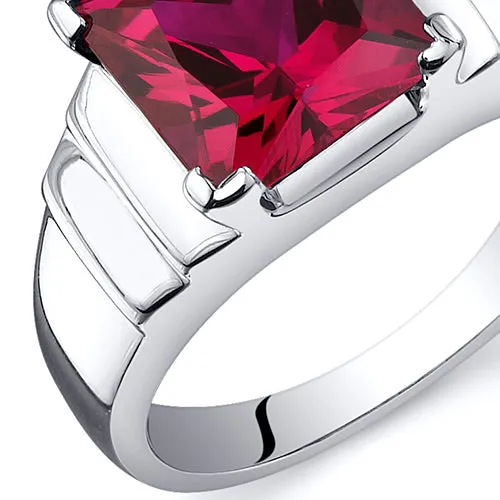 Ruby Princess Cut Sterling Silver Ring Size 5