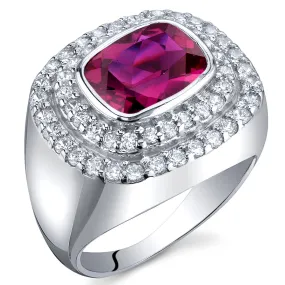 Ruby Radiant Cut Sterling Silver Ring Size 8