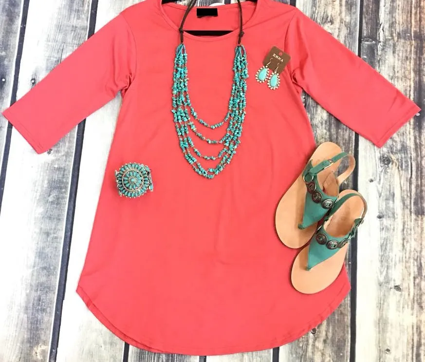 S-M-L-XL : Coral Scoop Tunic