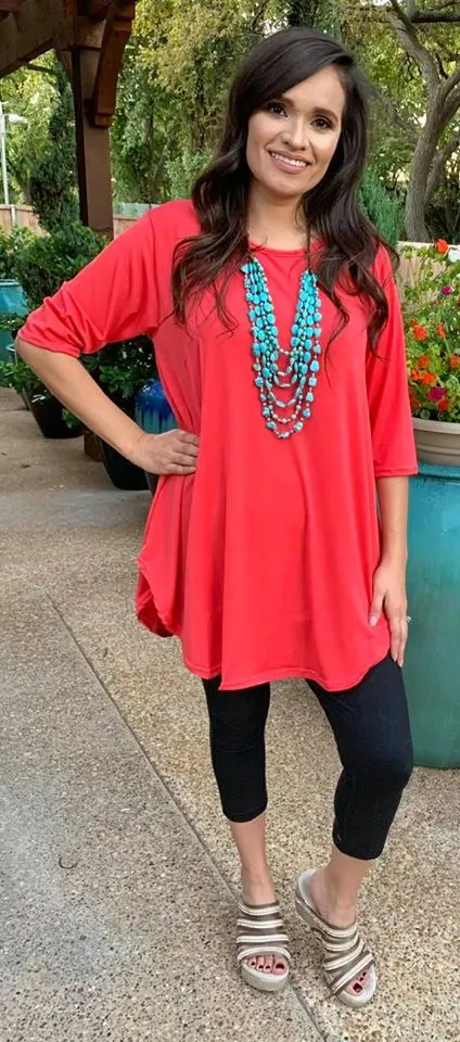 S-M-L-XL : Coral Scoop Tunic