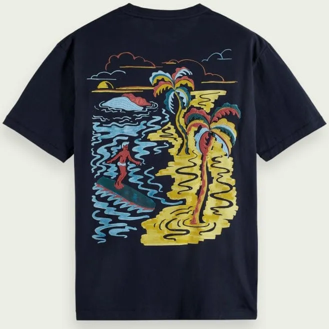 Scotch & Soda Embroidered Artwork Tee (Navy) 172306