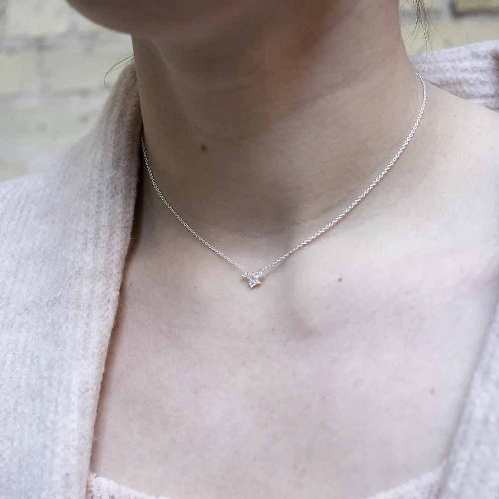 Silver Crystal Baguette Necklace