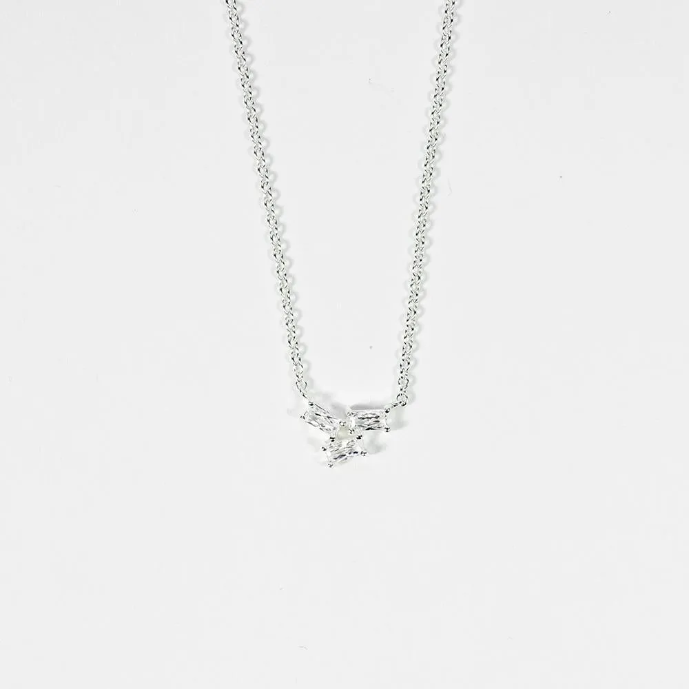 Silver Crystal Baguette Necklace