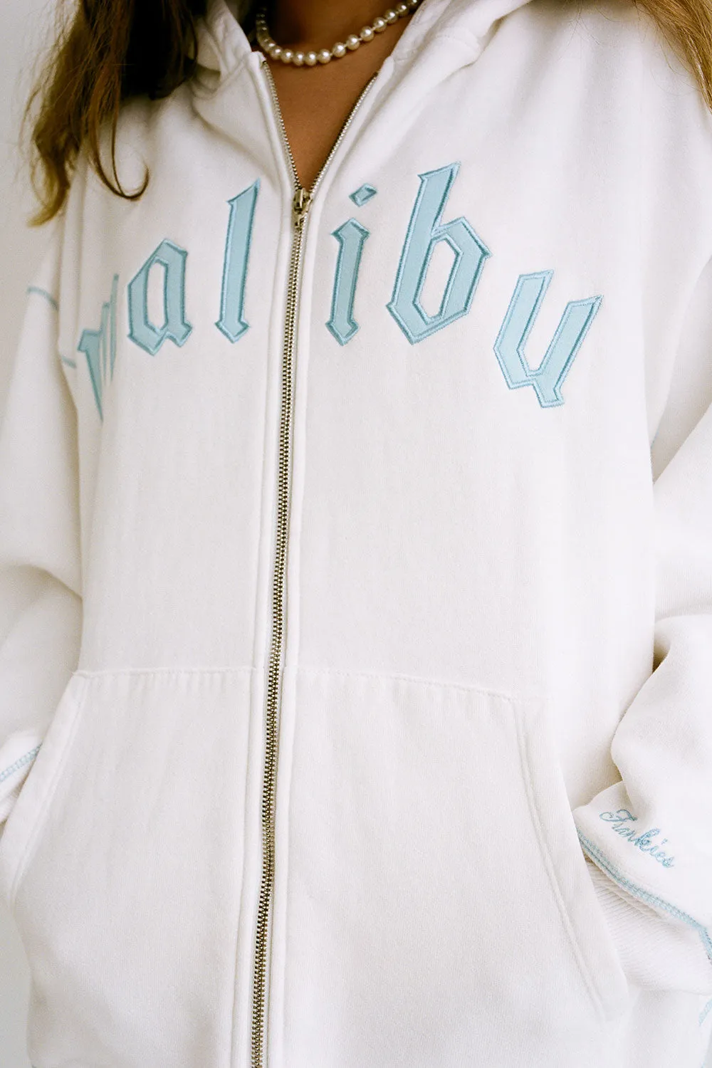 Slumber Zip Up Oversized Hoodie - Malibu White