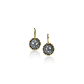 Small Silver and Gold Diamond Disc Wire Earring