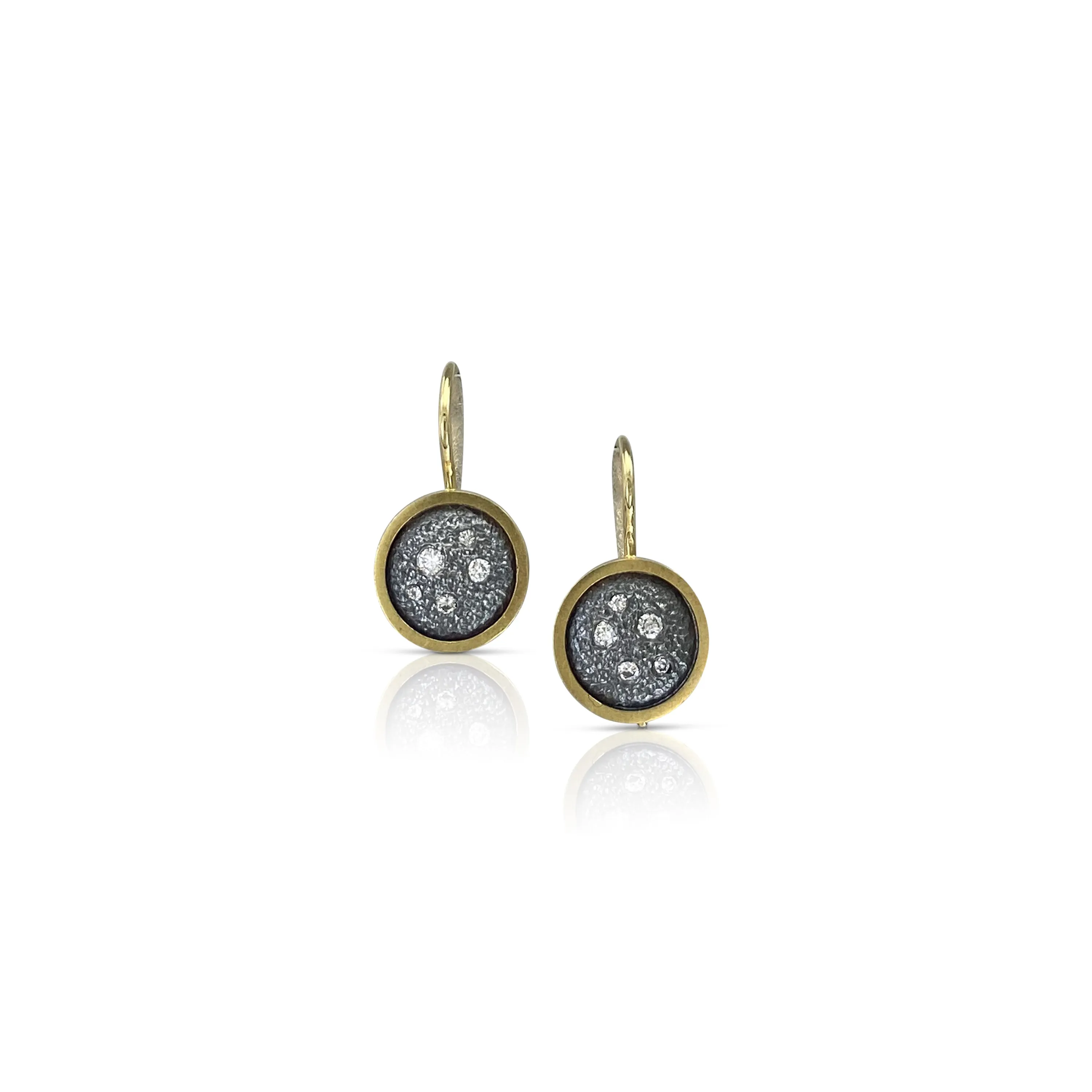 Small Silver and Gold Diamond Disc Wire Earring