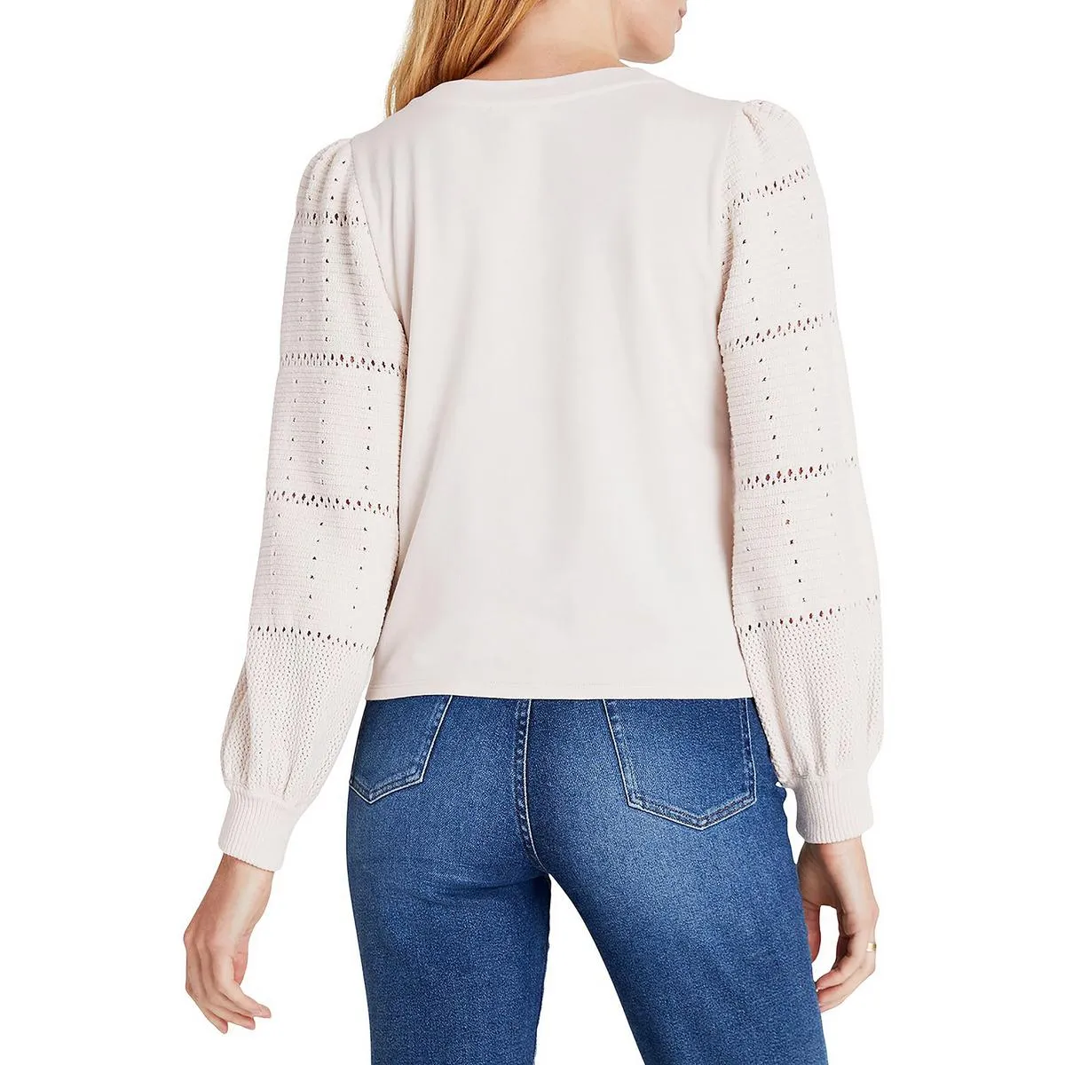 Splendid Womens Lilliana Pointelle Crewneck Pullover Sweater