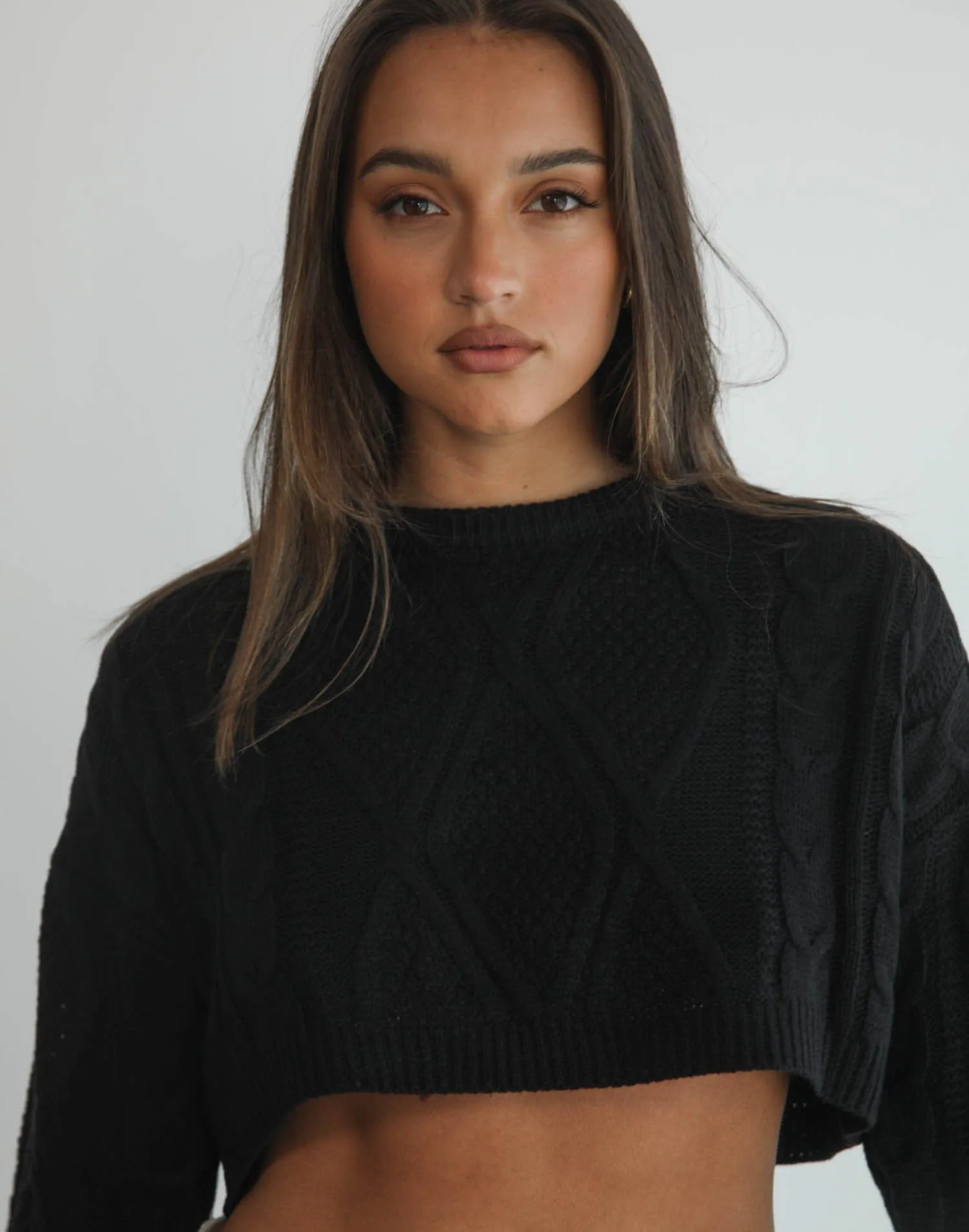 Stanton Cropped Jumper (Black)