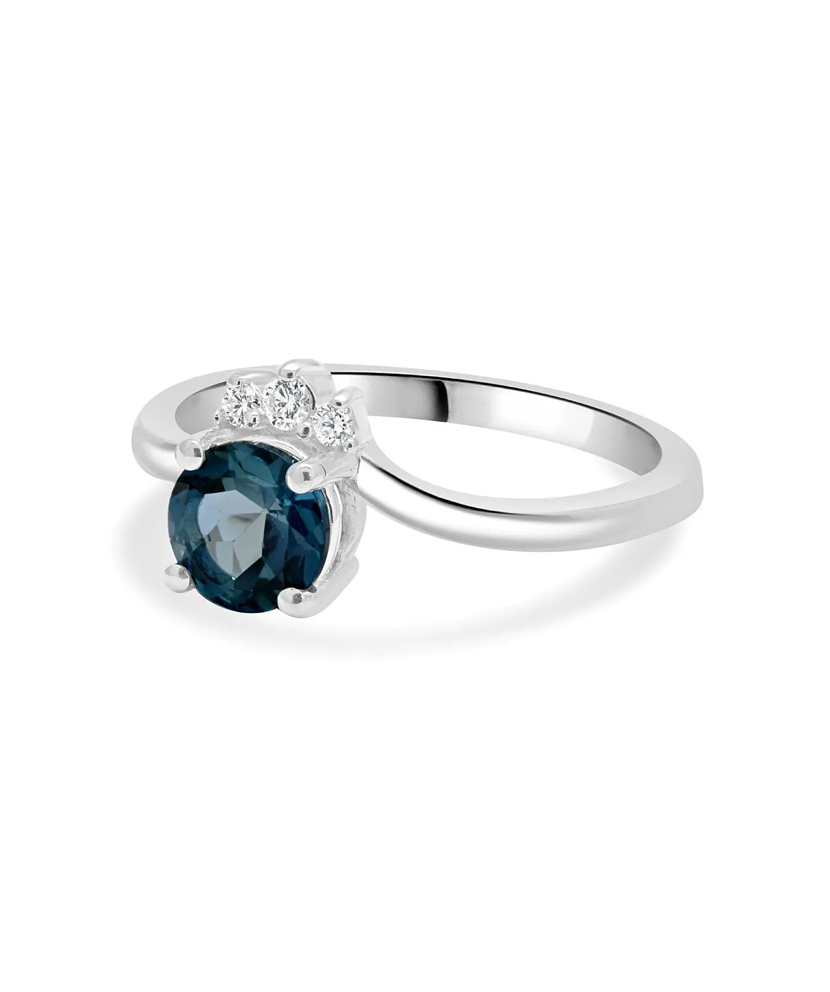 Sterling Silver London Blue Topaz and Diamond Ring