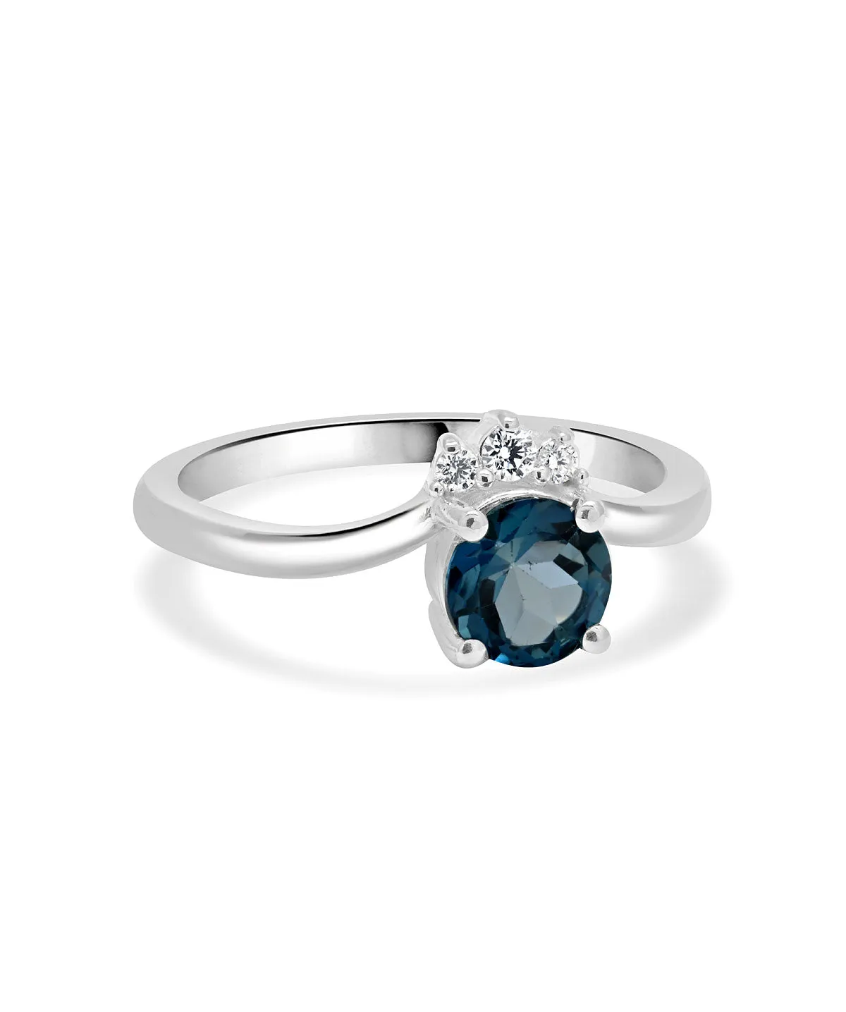 Sterling Silver London Blue Topaz and Diamond Ring