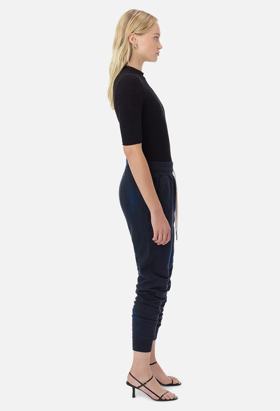 Stretch Sueded Cotton Mockneck / Black