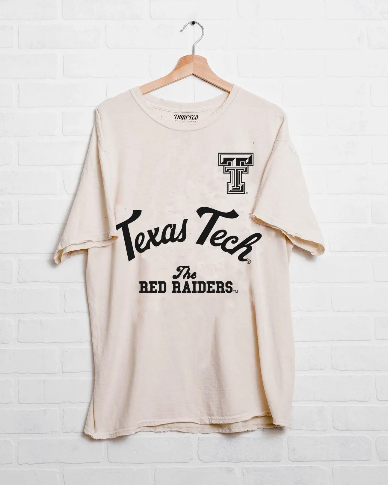 Texas Tech Quality Off White Thrifted Tee