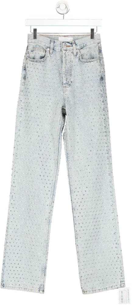 Topshop Blue Embellished Kort Jeans W26