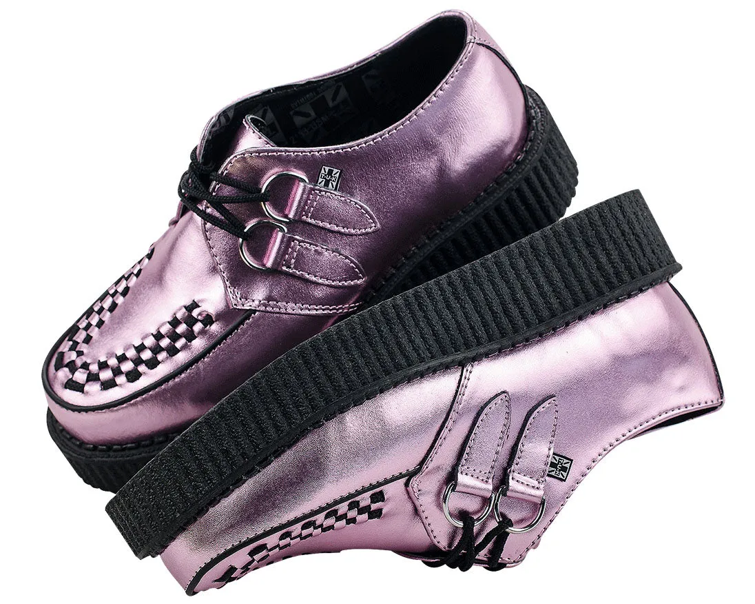 T.U.K Pink Metallic Round Viva Low Creeper