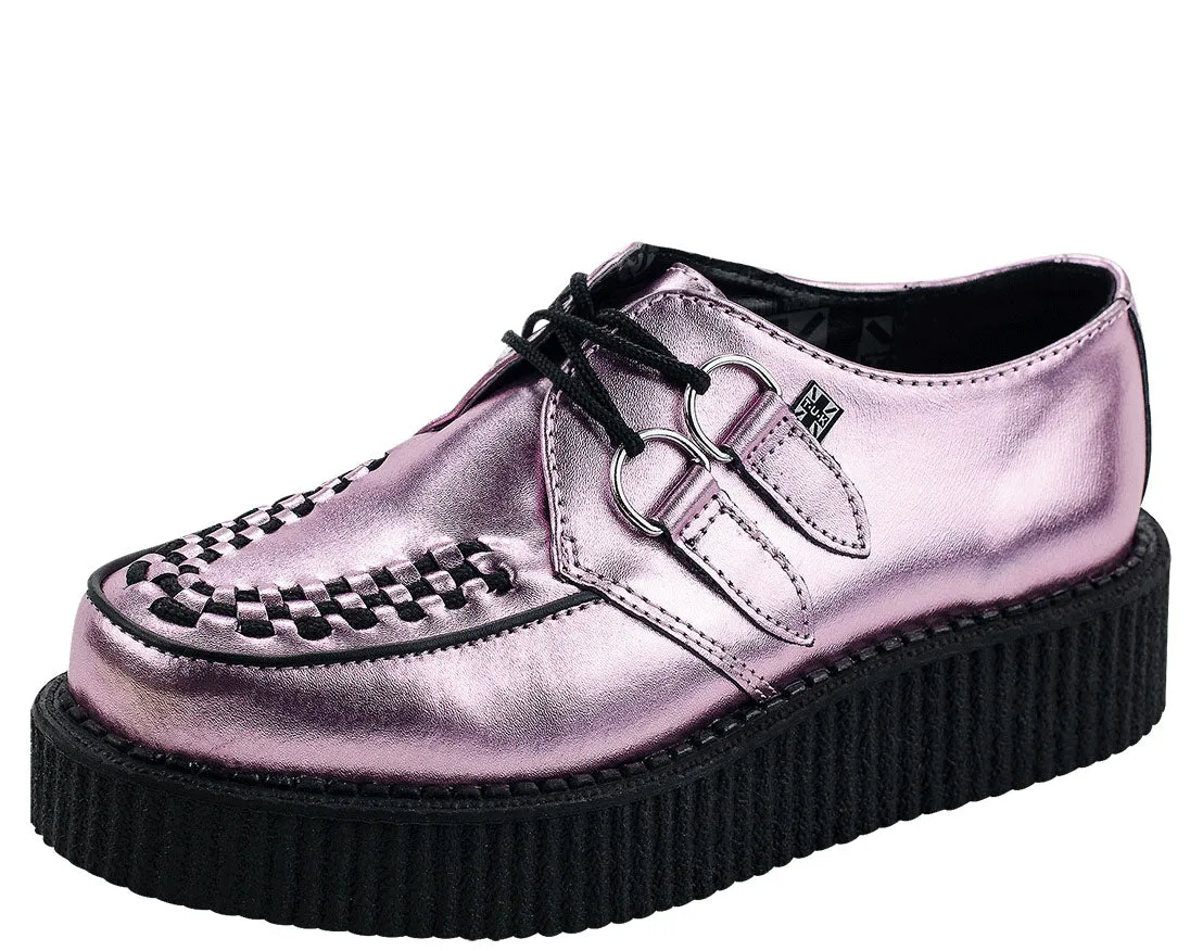 T.U.K Pink Metallic Round Viva Low Creeper