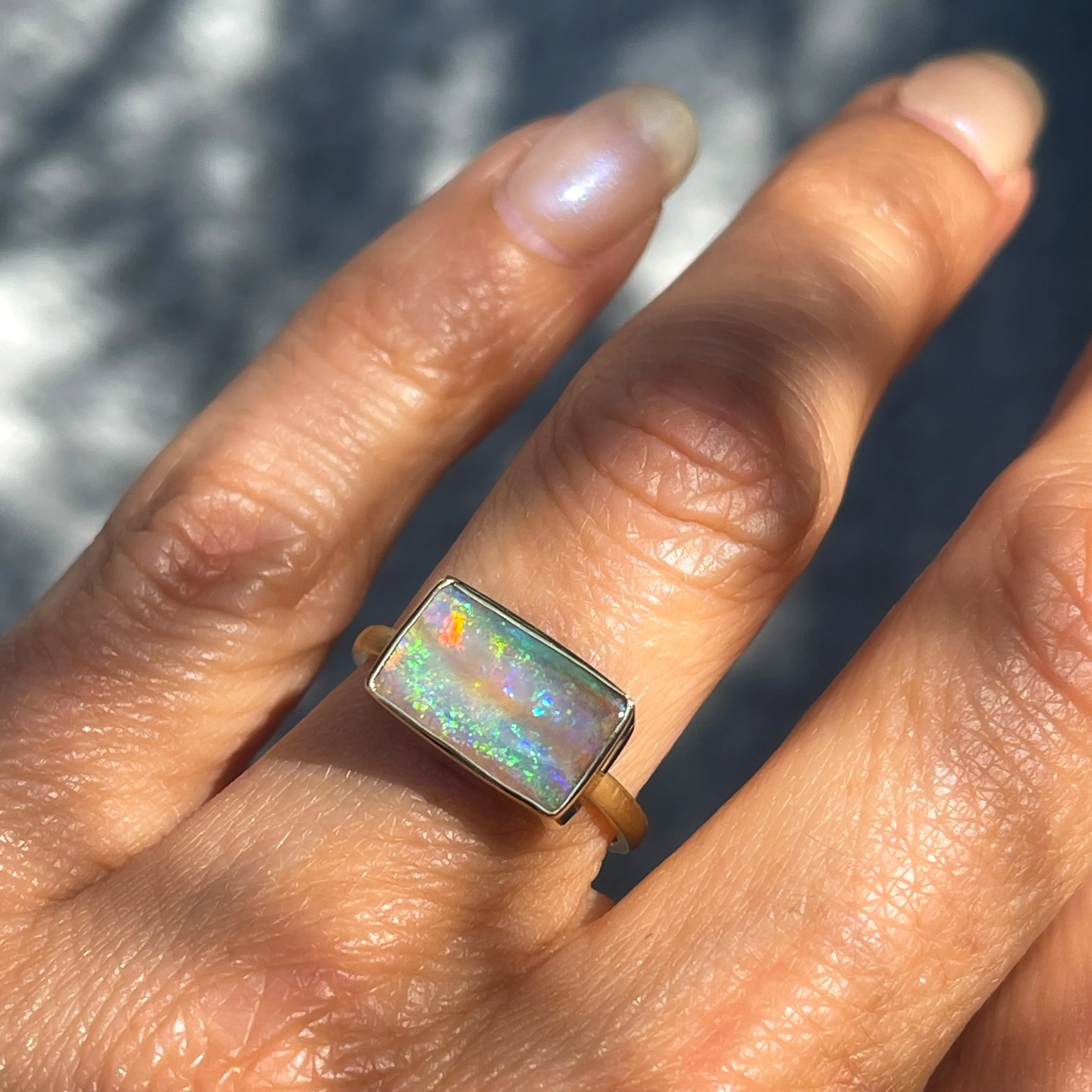 View from a Rainbow Australian Opal Ring