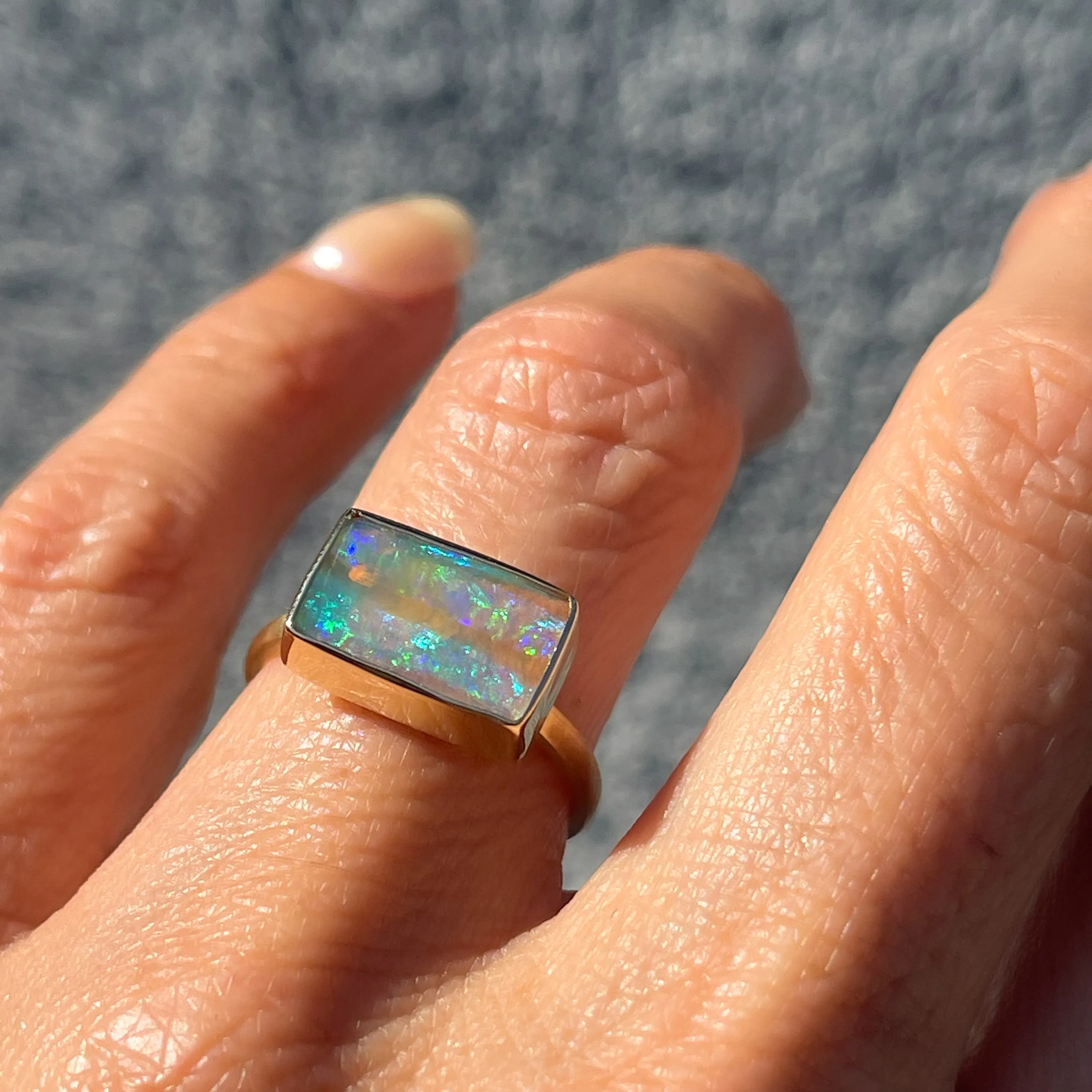 View from a Rainbow Australian Opal Ring