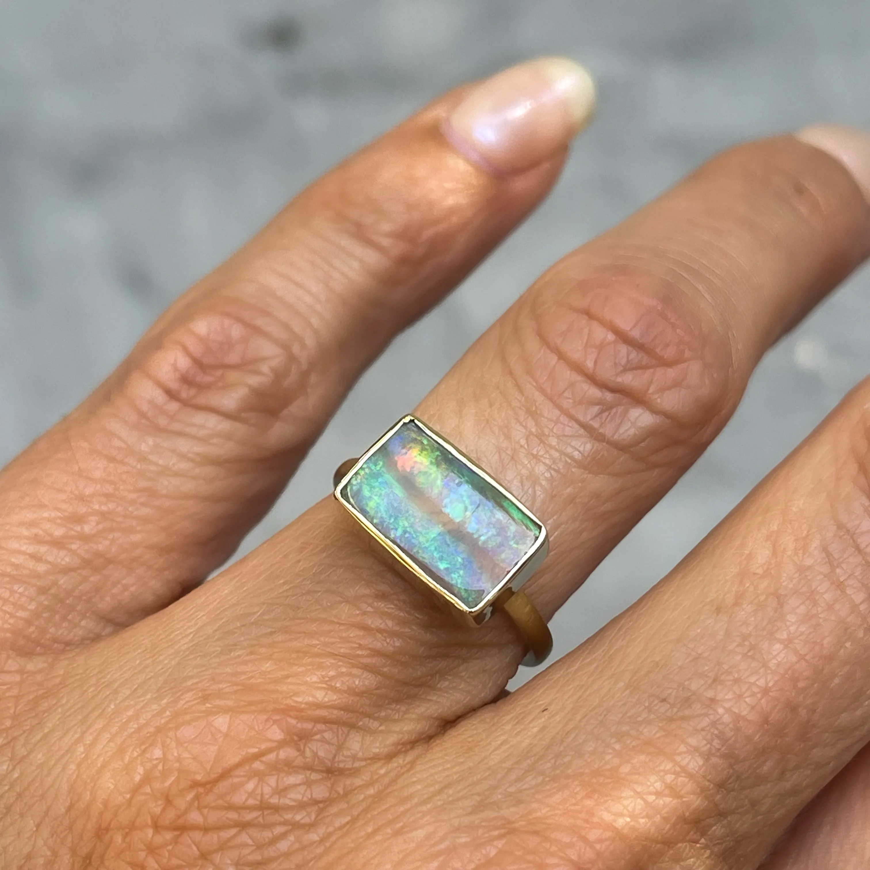 View from a Rainbow Australian Opal Ring