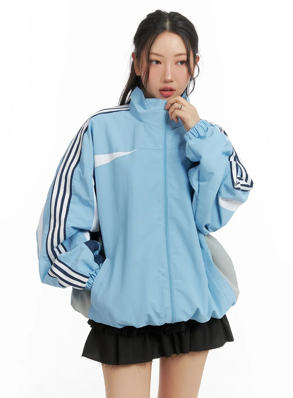 Vintage Oversized Striped Nylon Jacket CM426