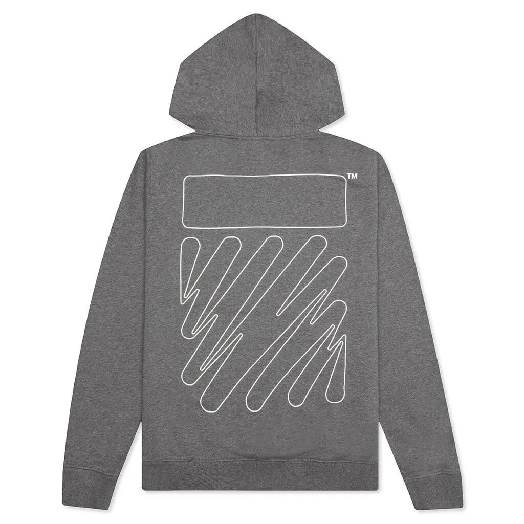 Wave Outl Diag Slim Hoodie - Melange Grey