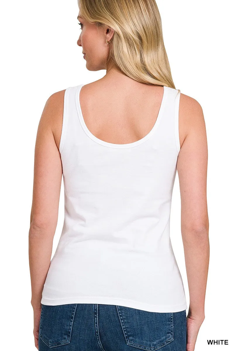 WHITE COTTON/SPANDEX TANK TOP