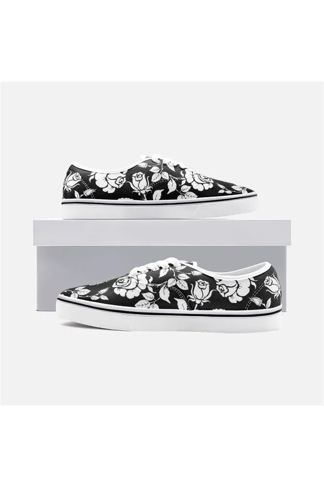 White Rose Silhouettes Unisex Canvas Sneakers