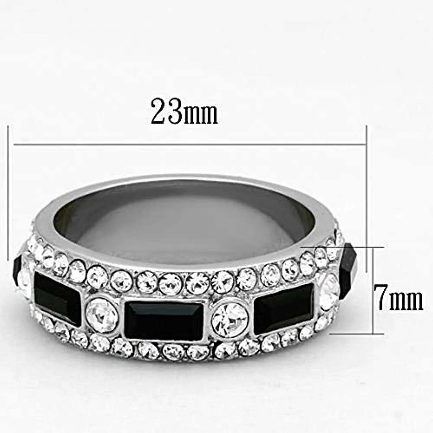 WildKlass Stainless Steel Ring High Polished (no Plating) Women Top Grade Elegant Crystal Jet