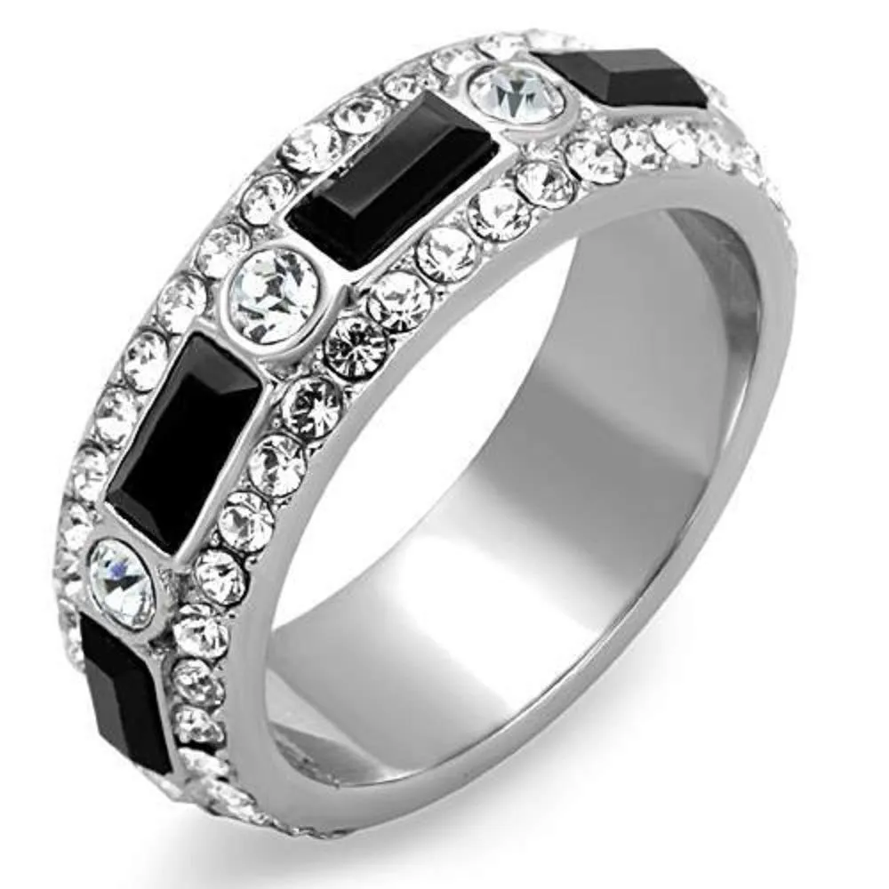 WildKlass Stainless Steel Ring High Polished (no Plating) Women Top Grade Elegant Crystal Jet