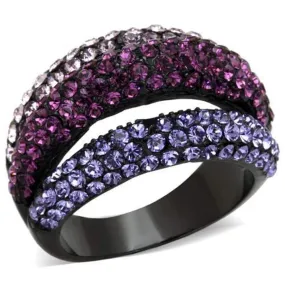 WildKlass Stainless Steel Ring IP Black Women Top Grade Crystal Multi Color