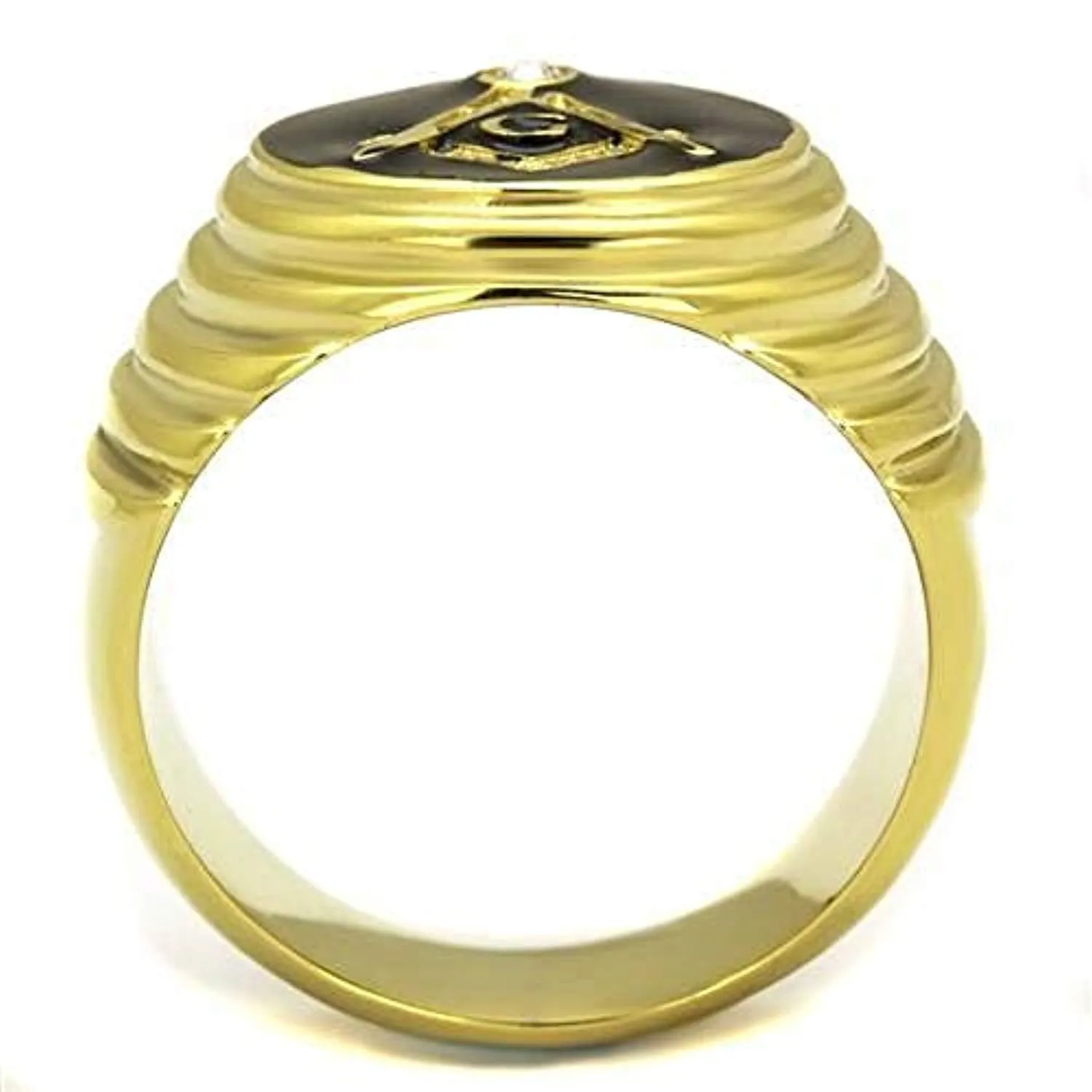 WildKlass Stainless Steel Ring IP Gold Men Top Grade Crystal Clear