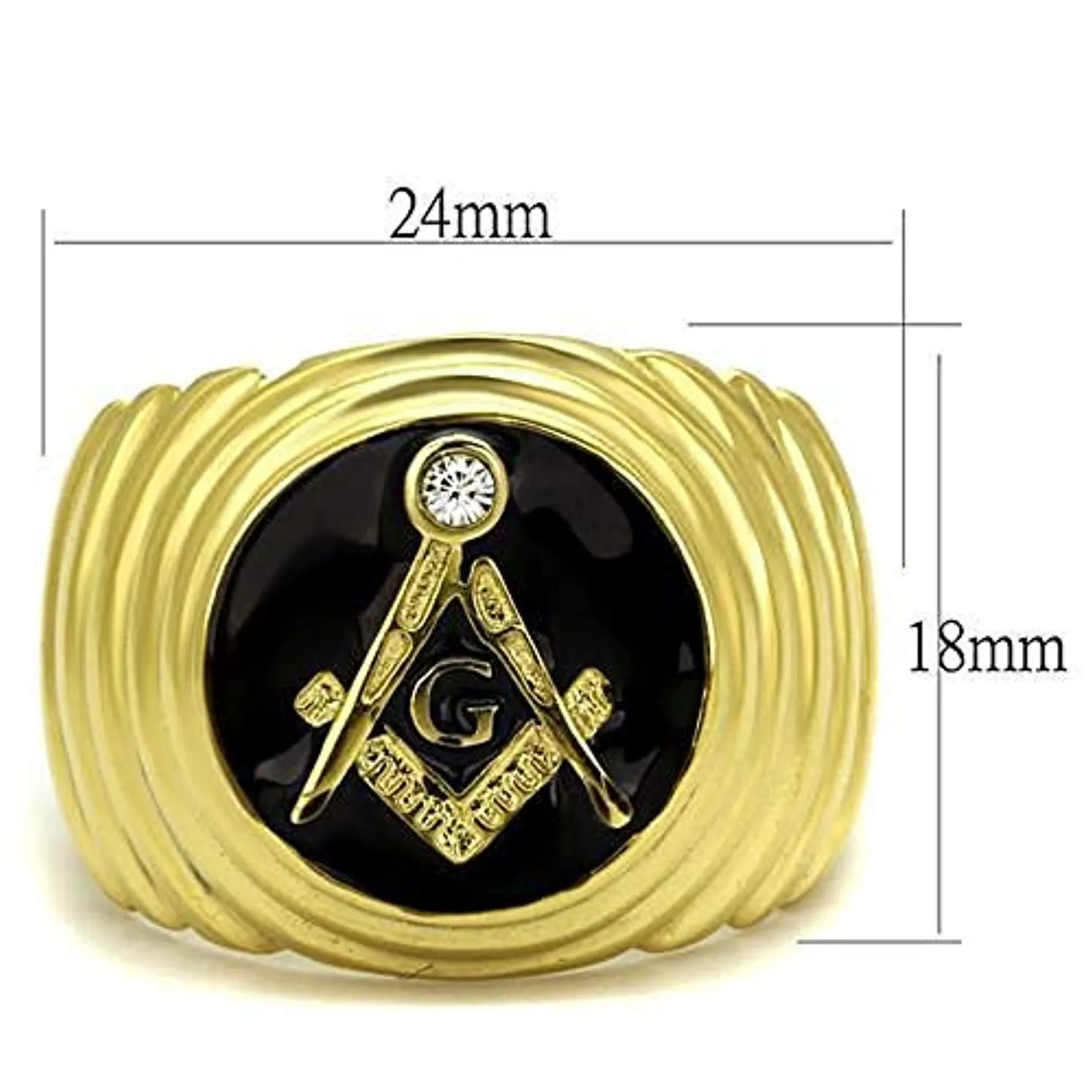 WildKlass Stainless Steel Ring IP Gold Men Top Grade Crystal Clear