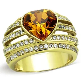 WildKlass Stainless Steel Ring IP Gold Women Top Grade Crystal Topaz