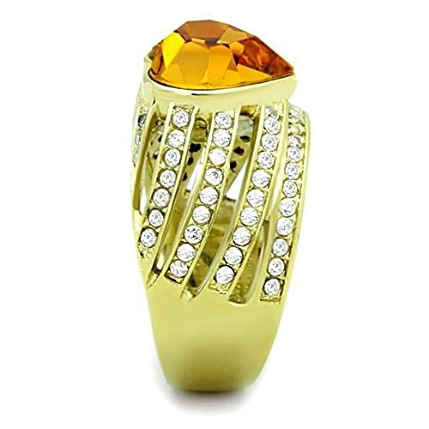 WildKlass Stainless Steel Ring IP Gold Women Top Grade Crystal Topaz